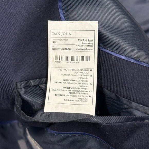 Dan John Super Garebi Blazer Sport Coat Slim Fit Navy Blue 36R - Picture 10 of 11